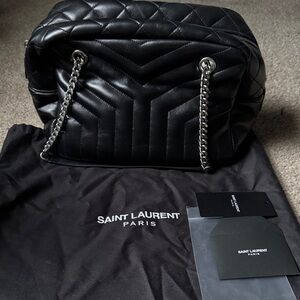 Saint Laurent Quilted Black Chain Shoulder Bag